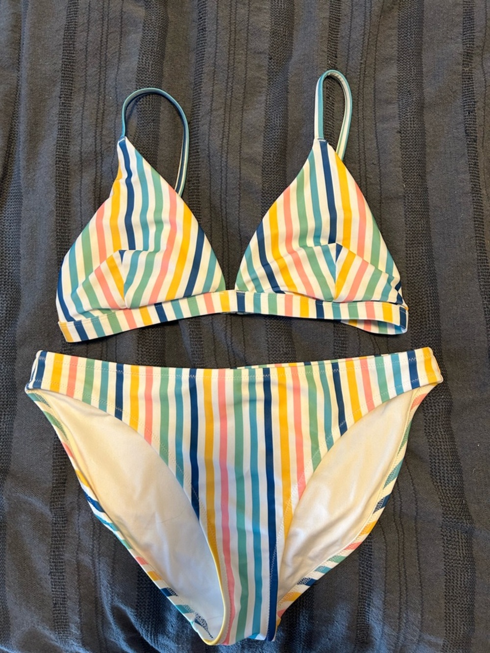 Old Navy White Bikini with Rainbow Stripes